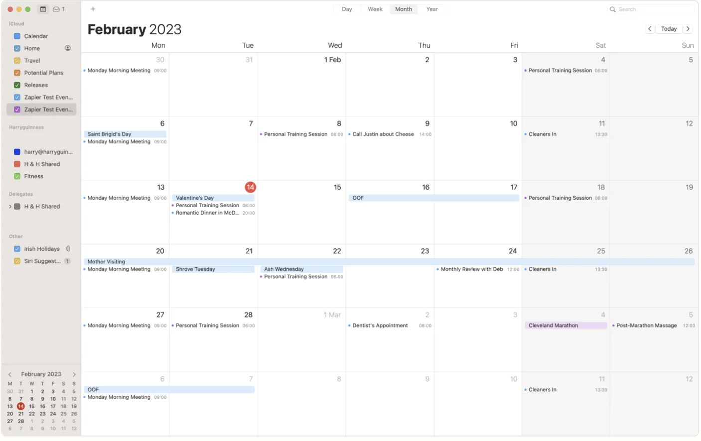 Apple calendar screenshot