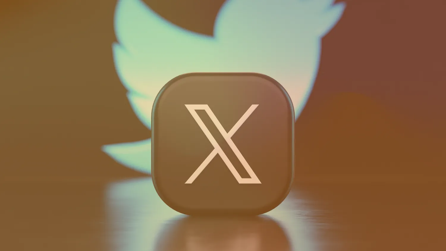 X logo with Twitter logo behind
