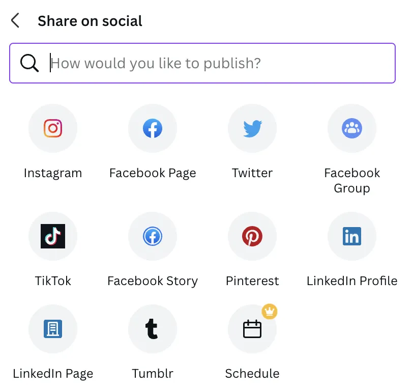 Canva social sharing feature