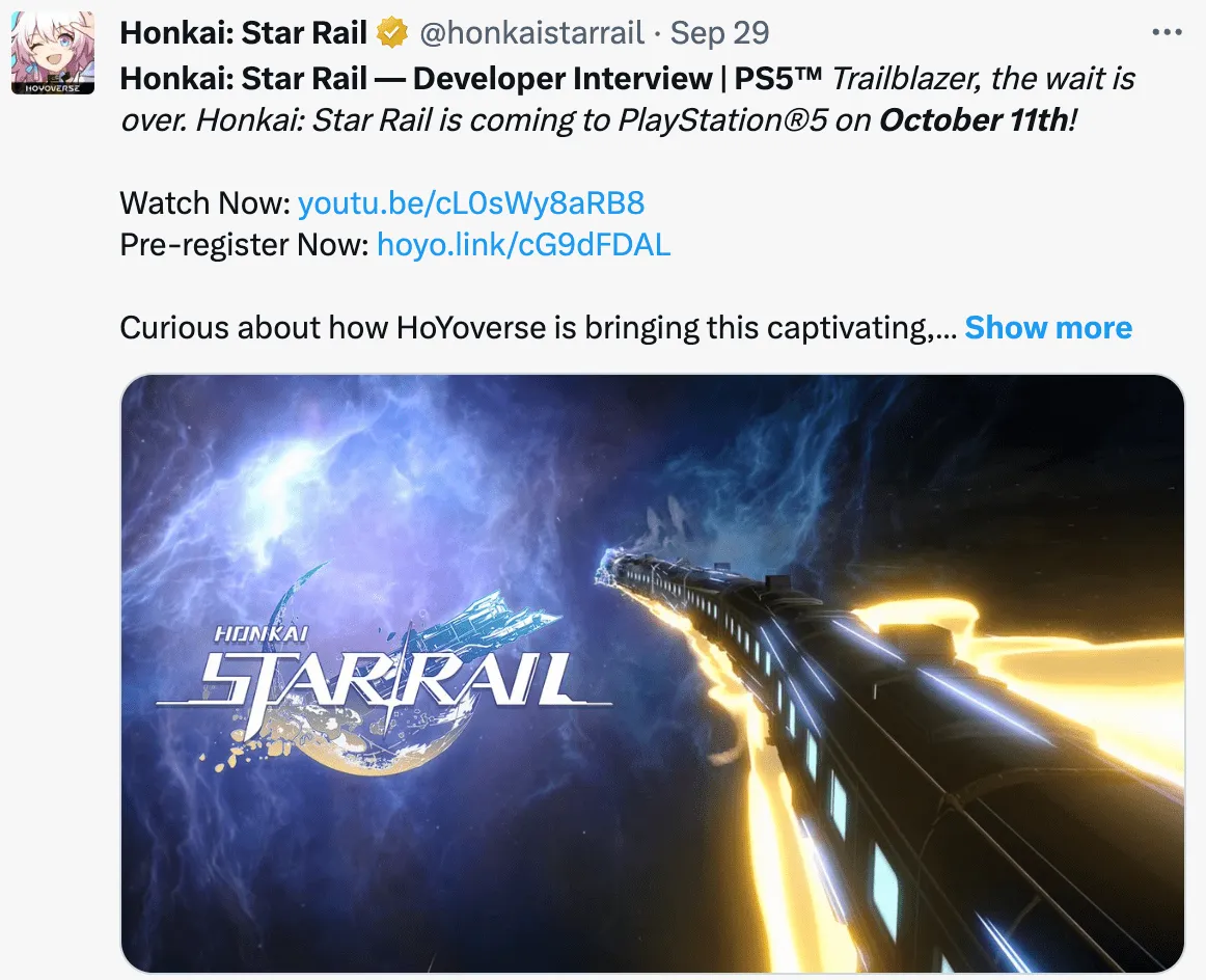 Honkai: Star Rail Twitter Screenshot