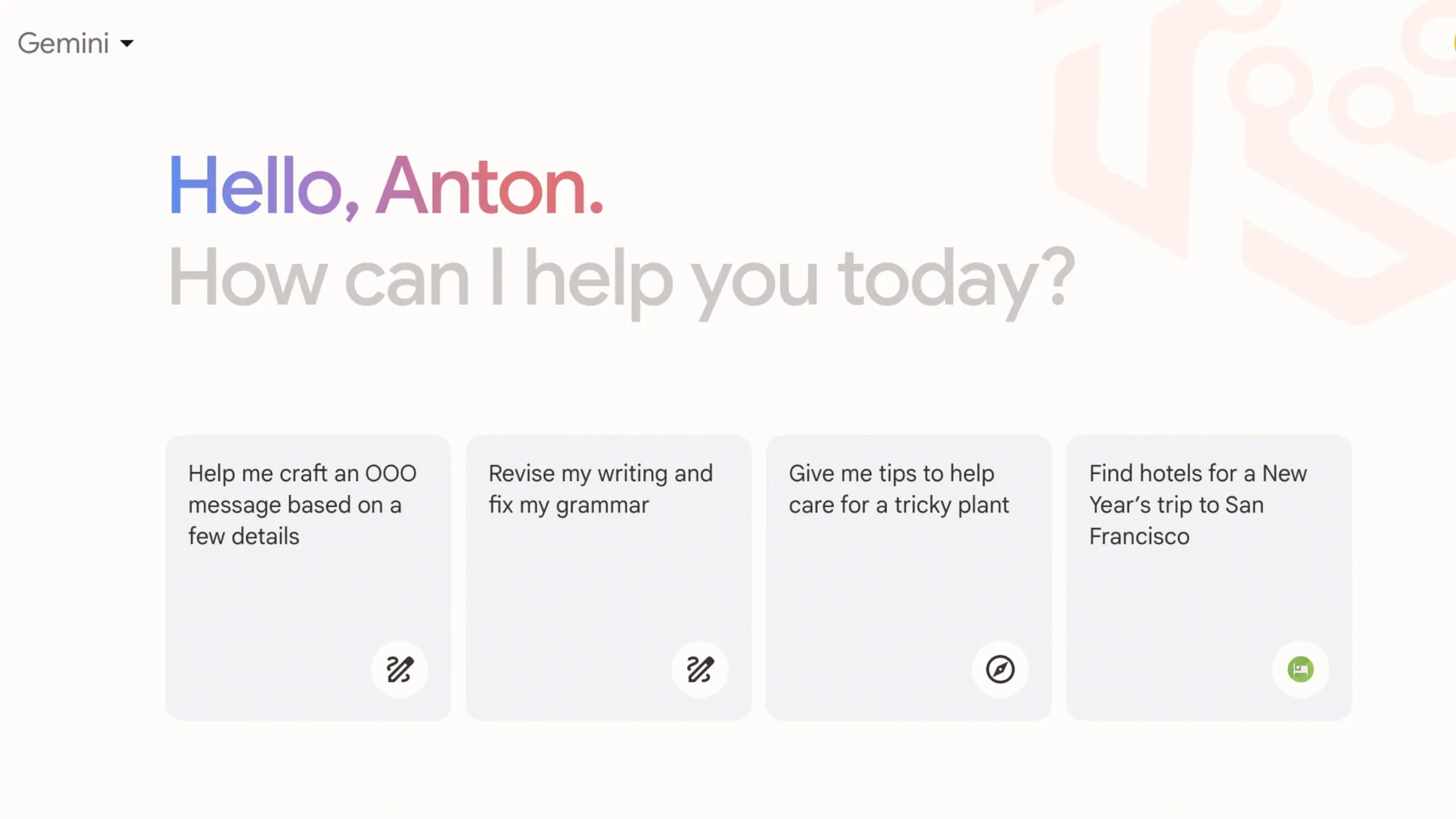 Gemini main page screen