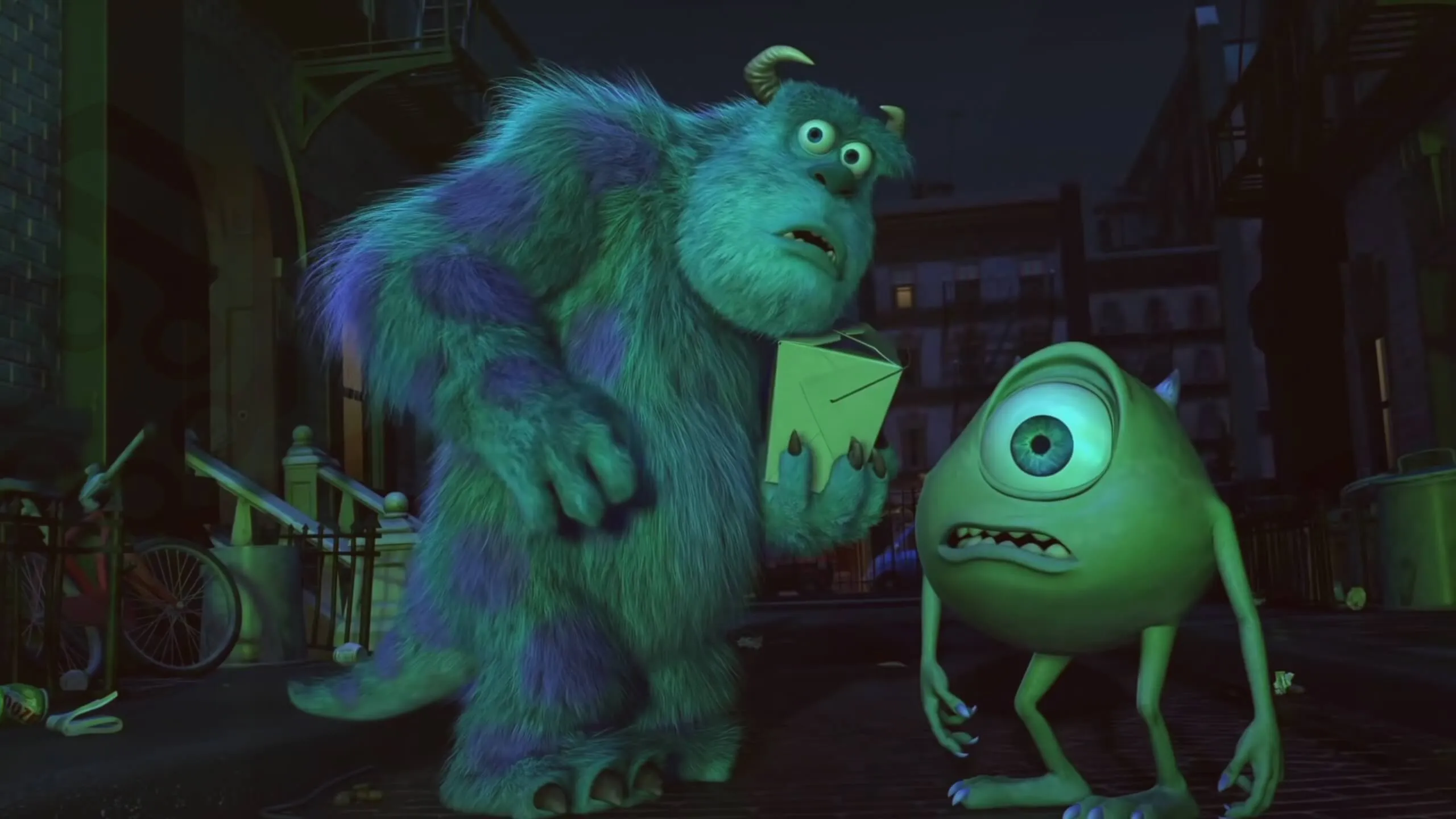 Sulley & Mike in the dark room