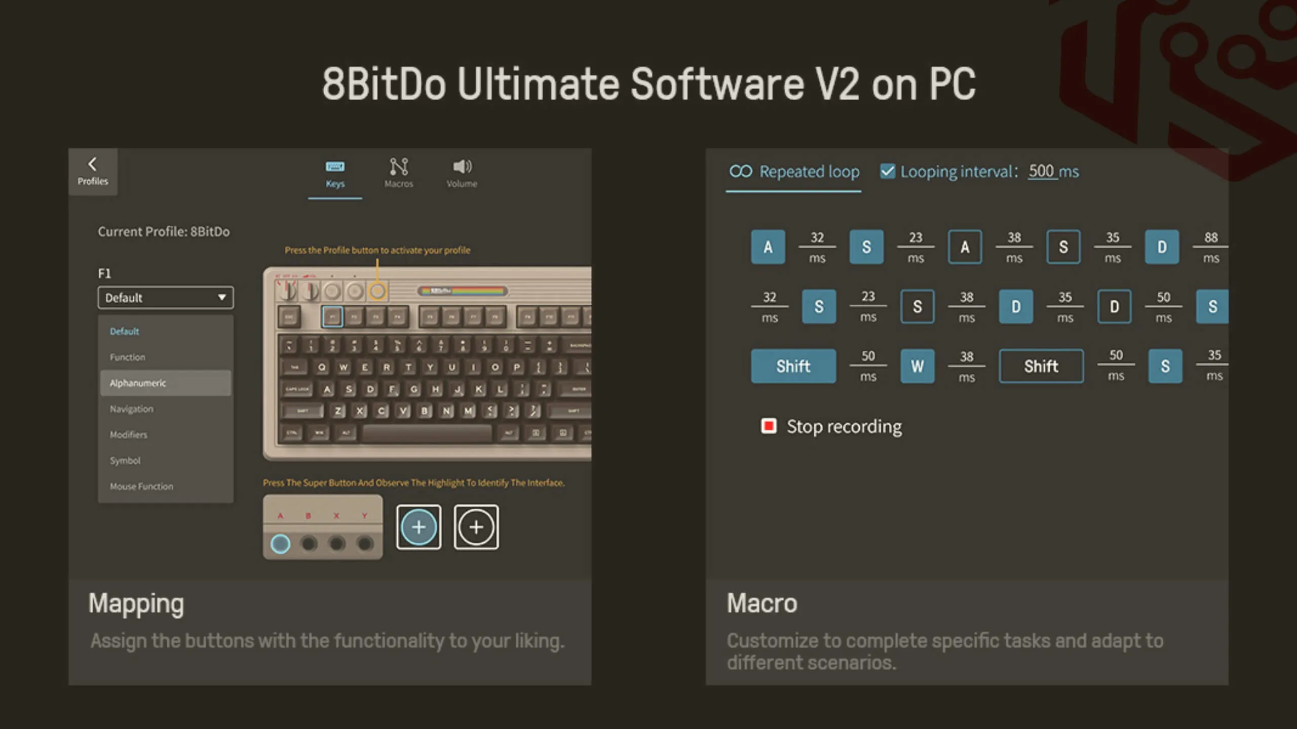 8BitDo macros and settings examples