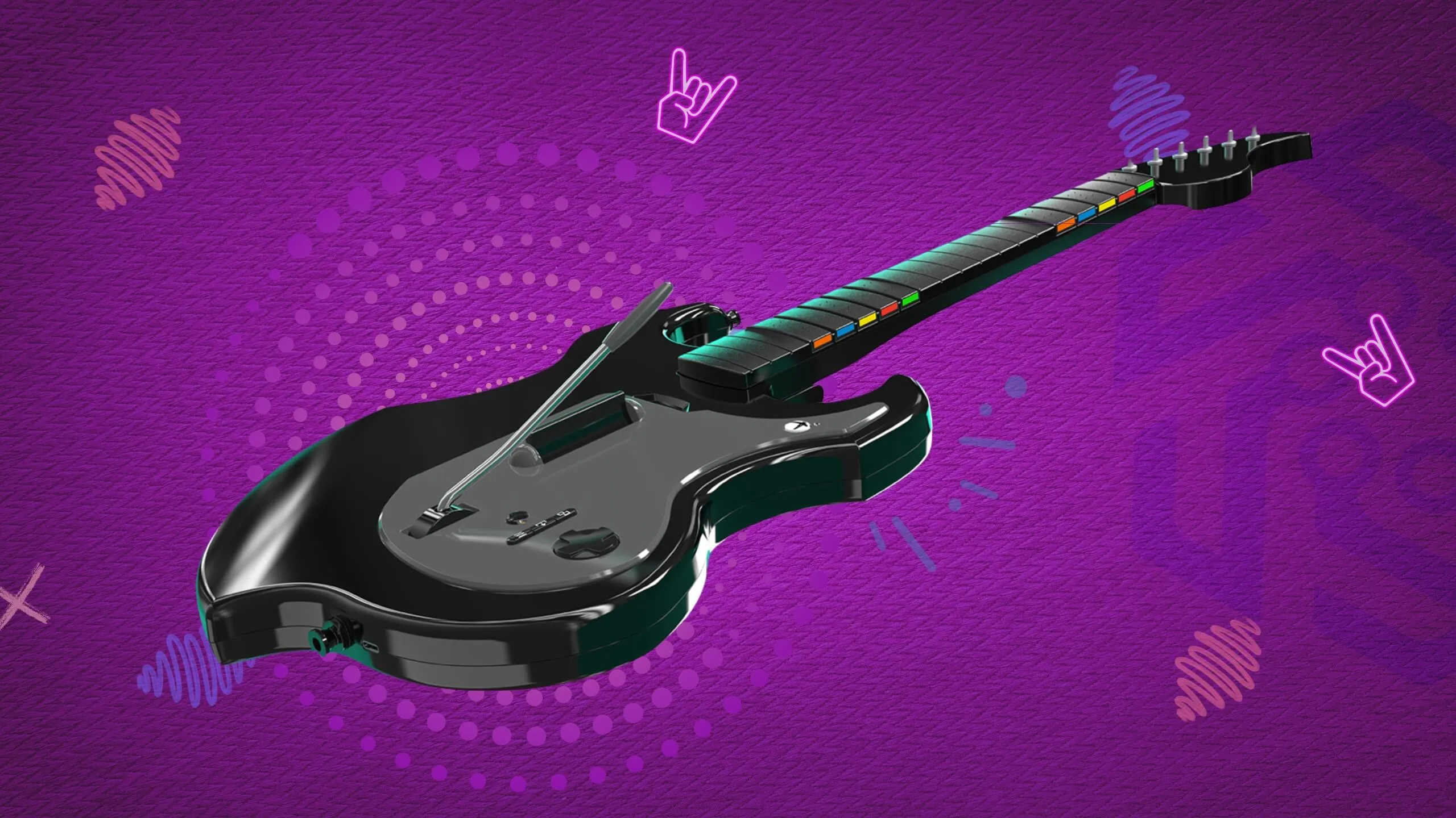 Black Riffmaster Guitar Controller on dark purple background