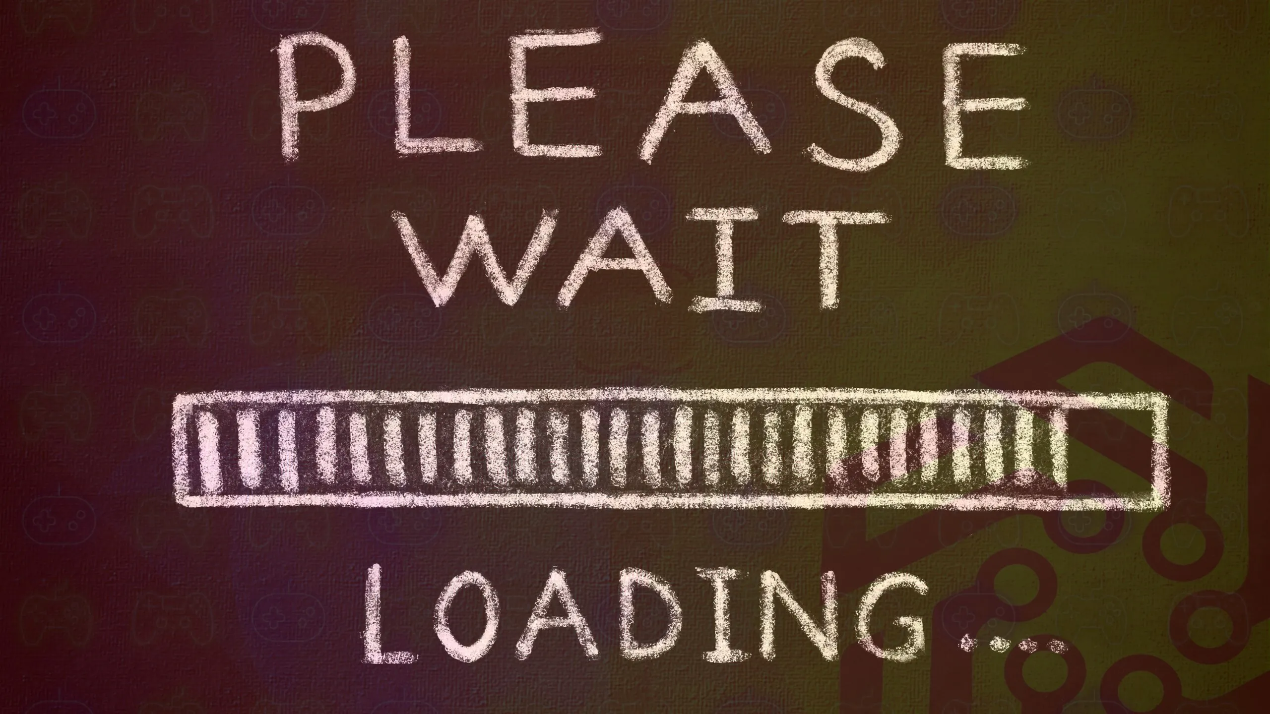 Please wait white chalk inscription with loadbar