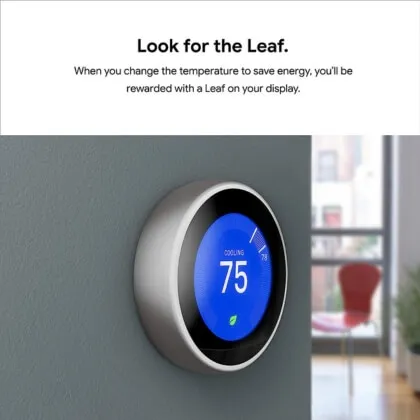 Grey Learning Thermostat on the wall