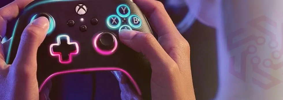 PowerA controller with RGB in the hands