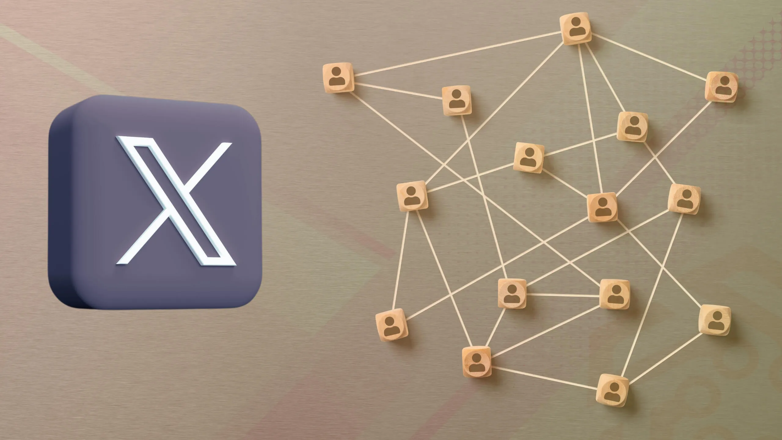 X logo against social network visualization