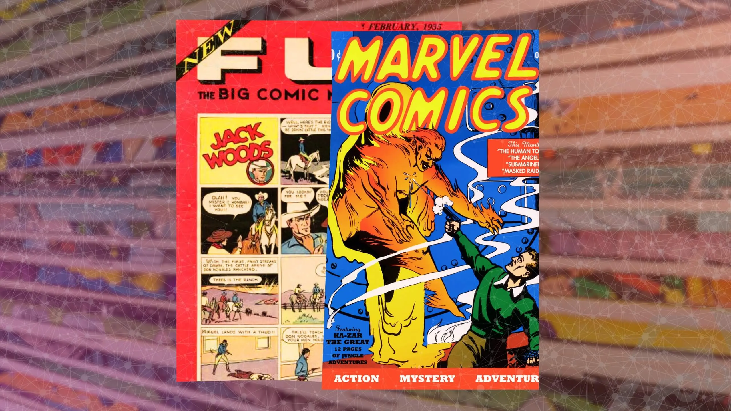 Comic covers New Fun & Marvel Comics