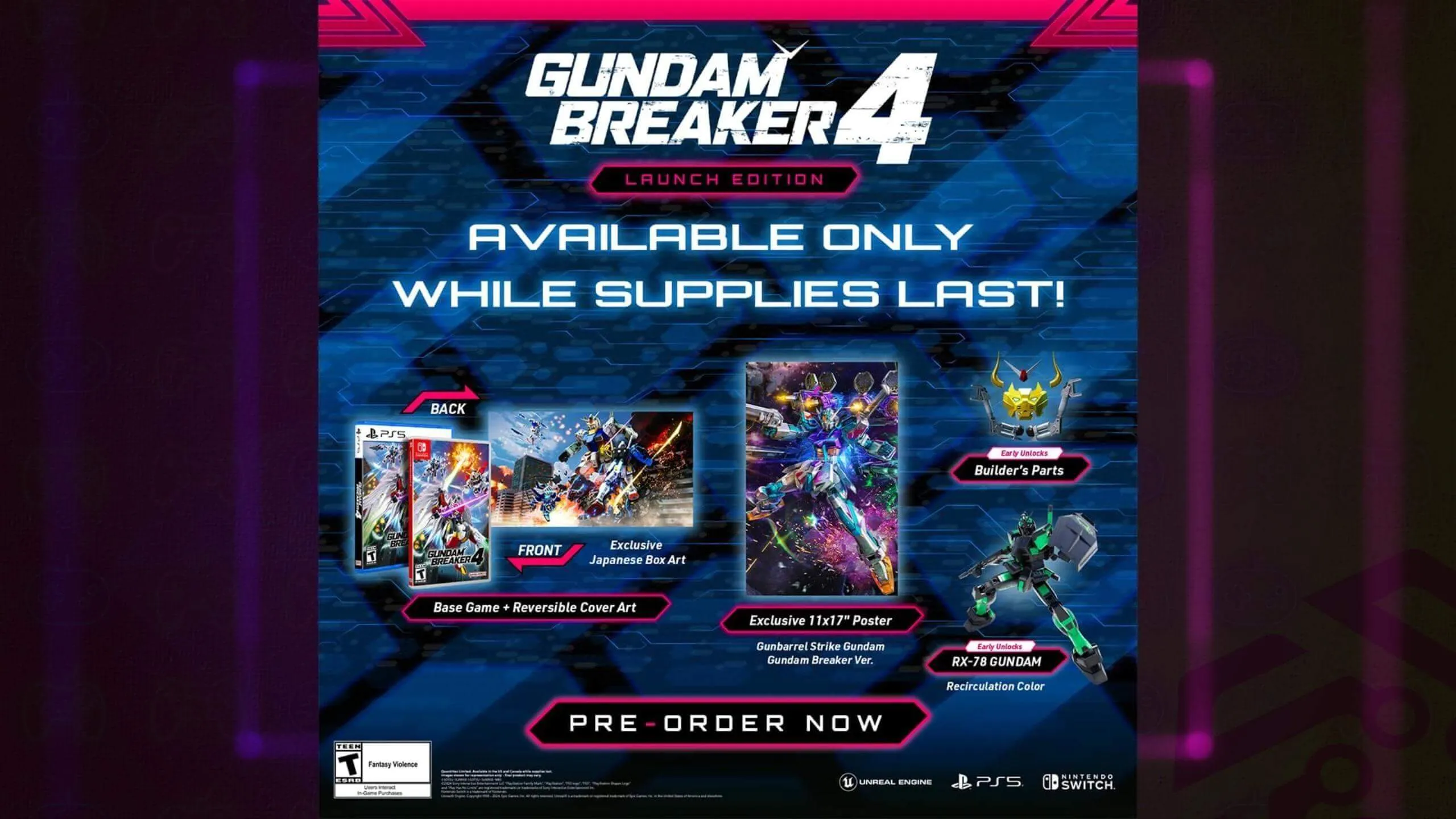 Gundam Breaker 4 launch edition details as keyart