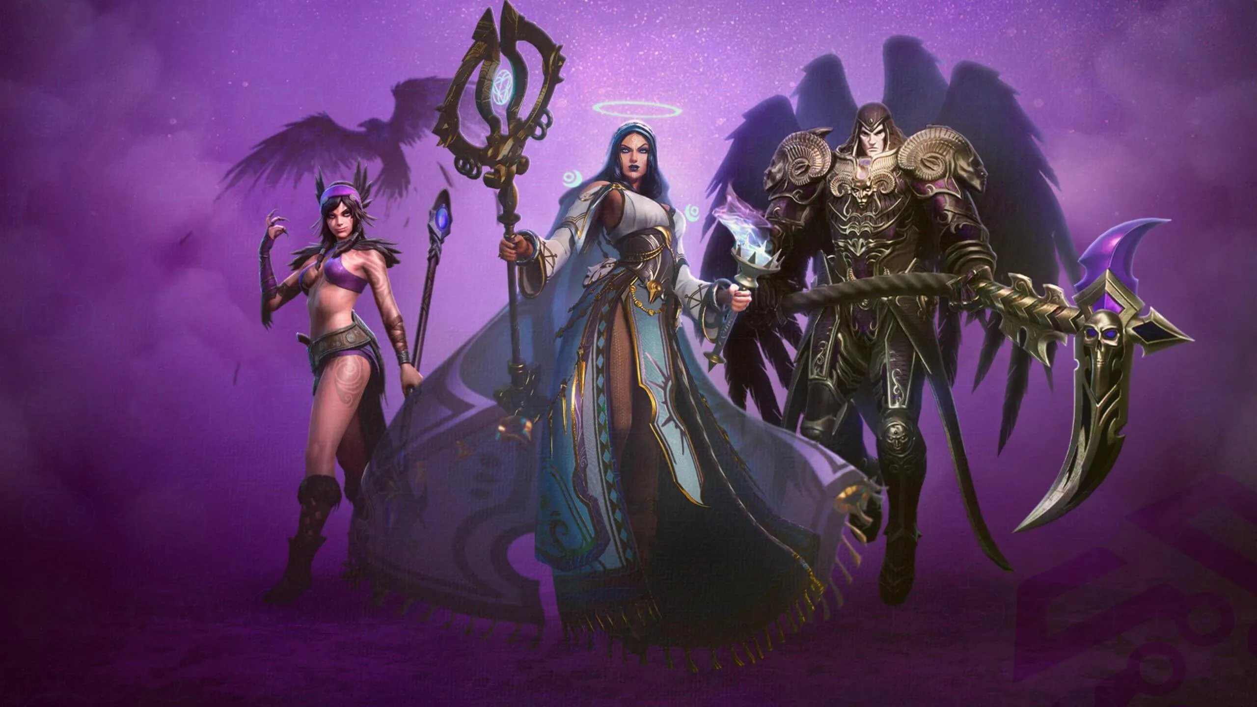 Hecate, Thanatos, and The Morrigan Gods from Smite 2 game