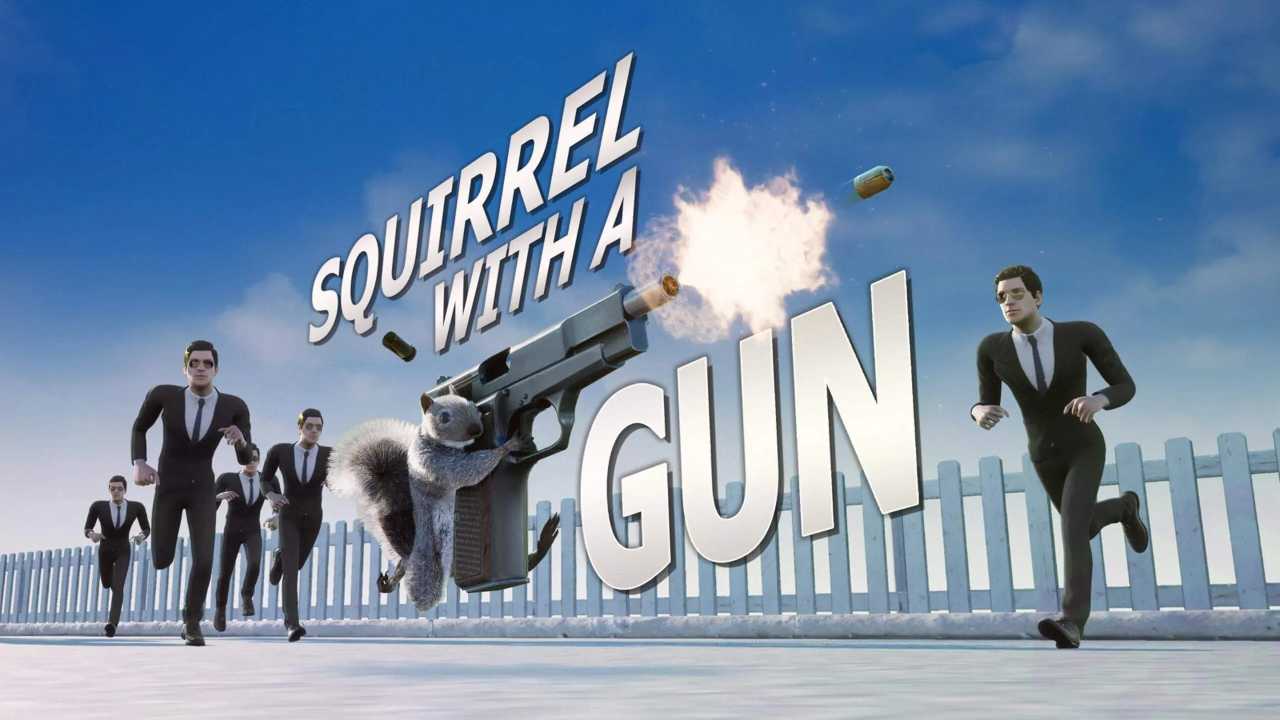 Squirrel with a gun and agents keyart