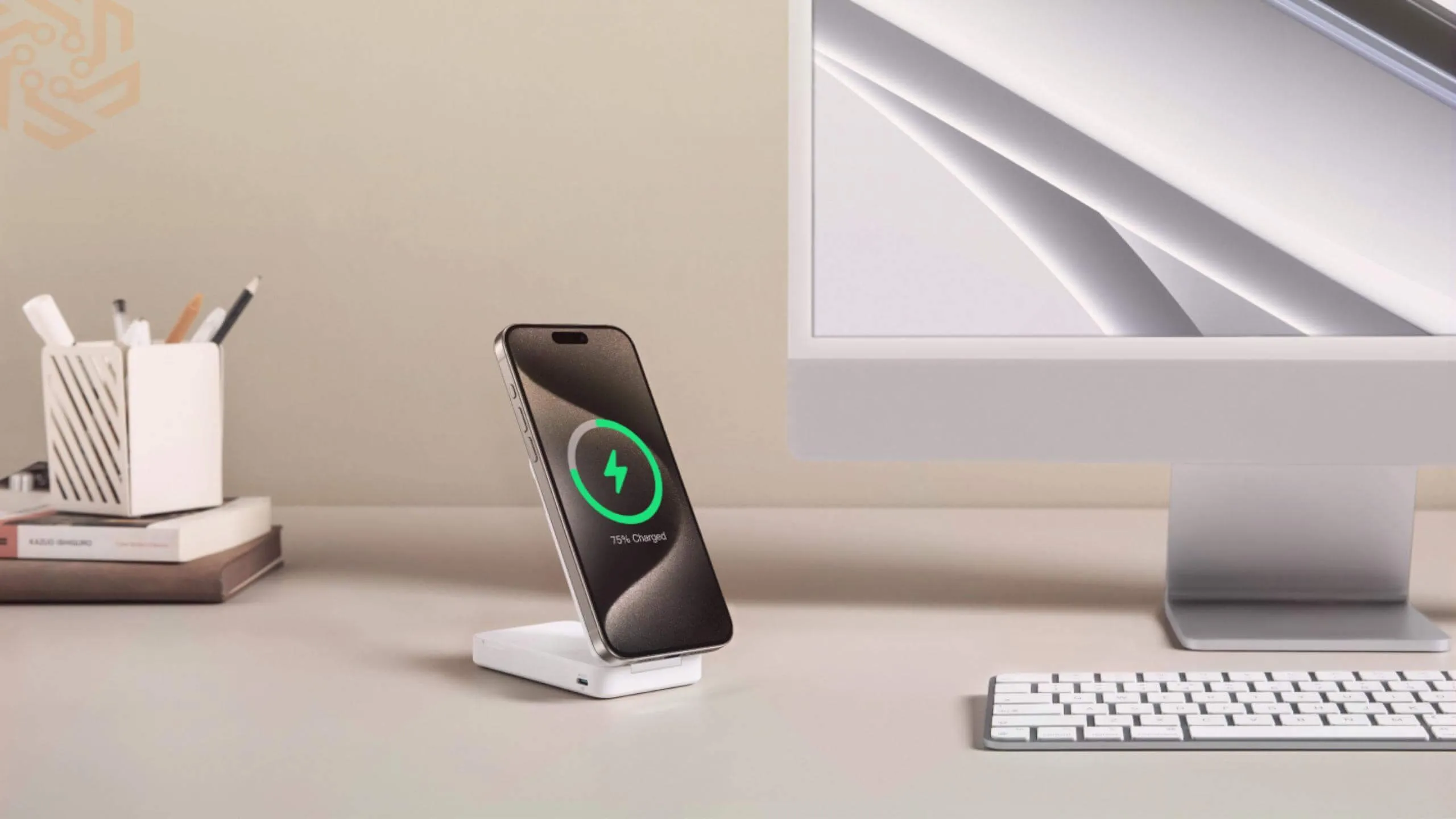 Wireless charger stand for one device with phone on it