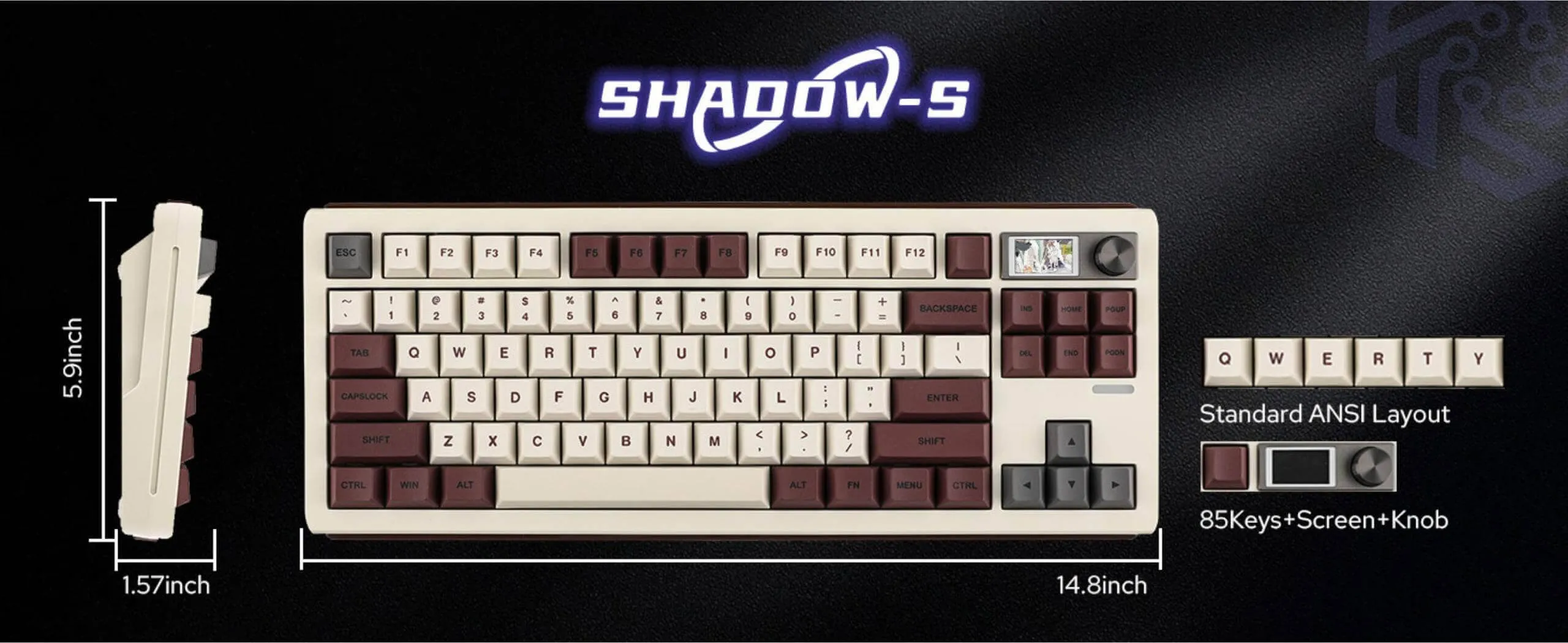 EPOMAKER Shadow-S dimensions and keycaps options