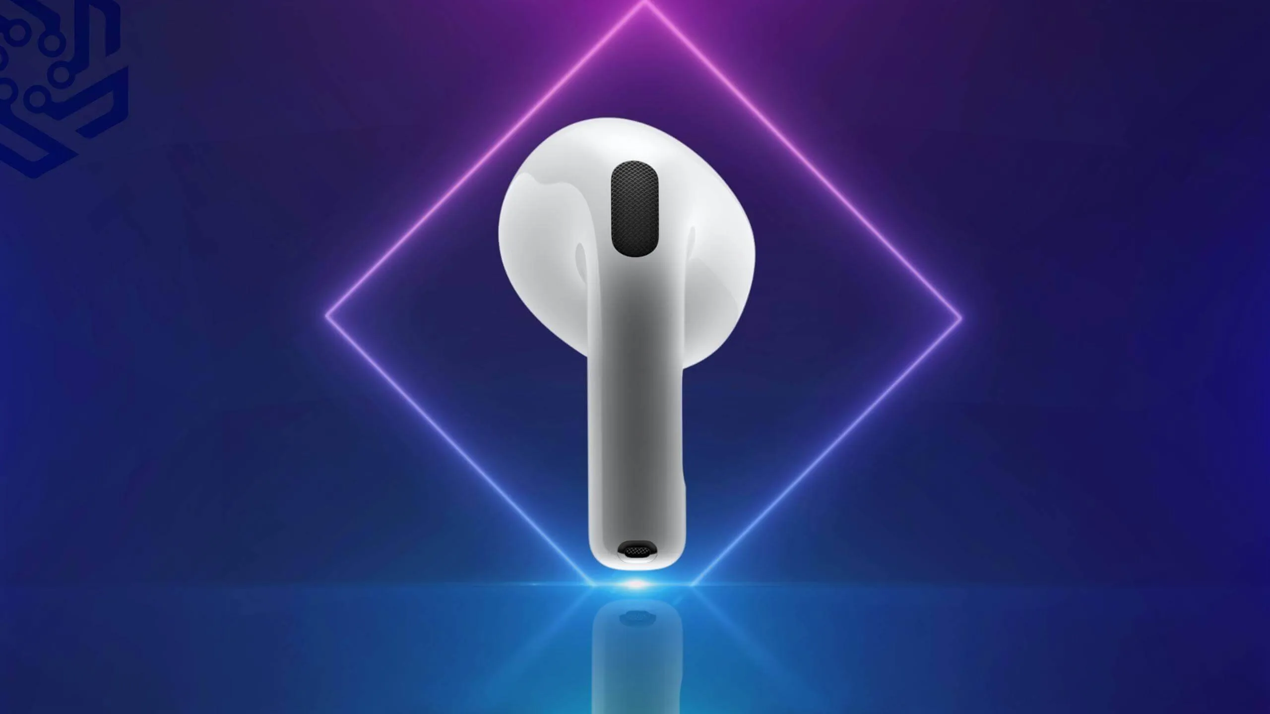 AirPods 4 pod on the blue neon background