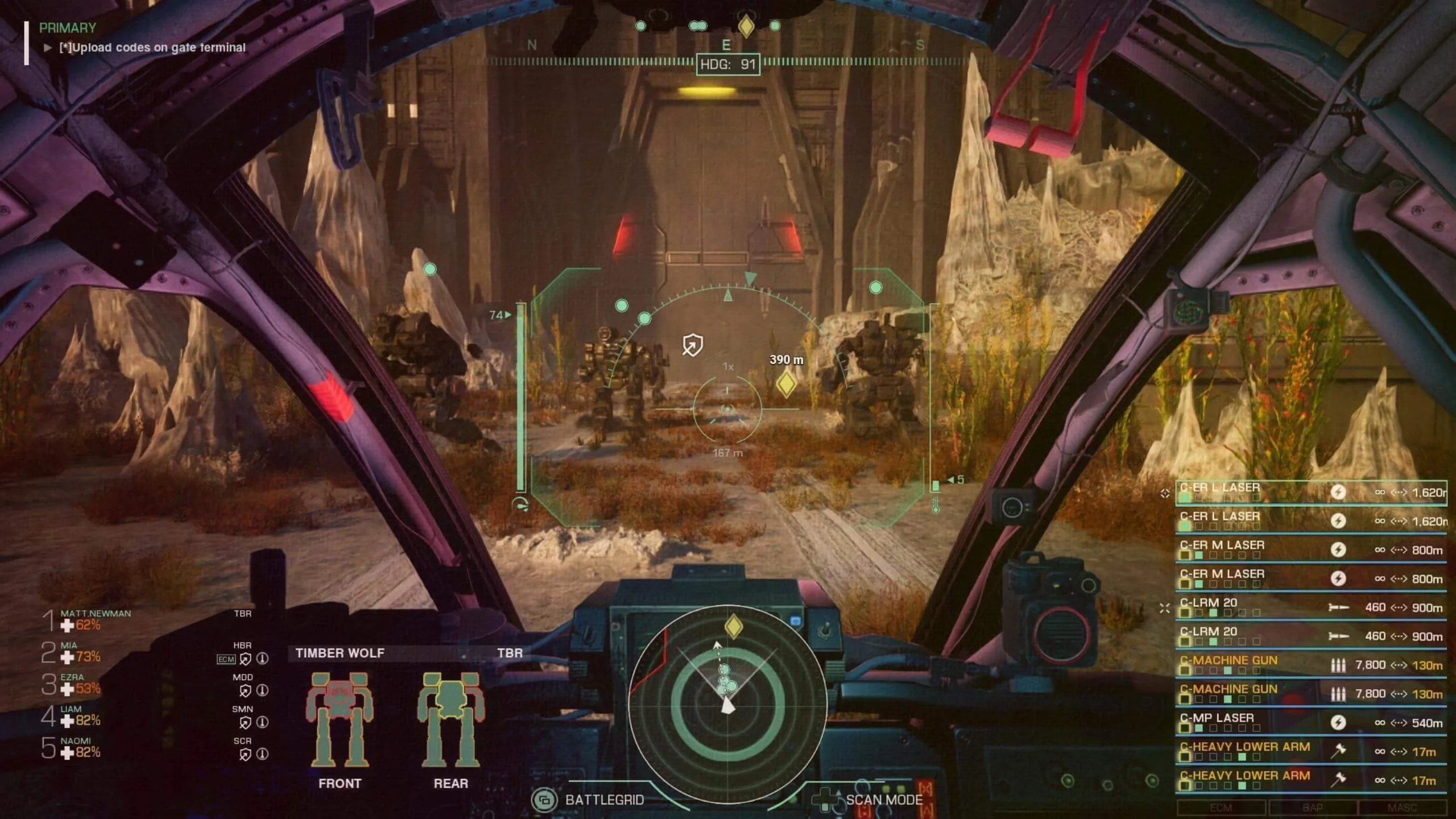 MechWarrior 5: Clans screenshot of pilot view