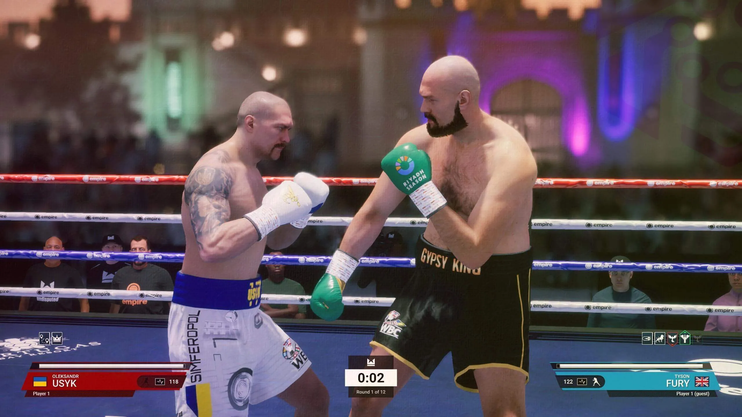 Usyk against Fury fight screenshot