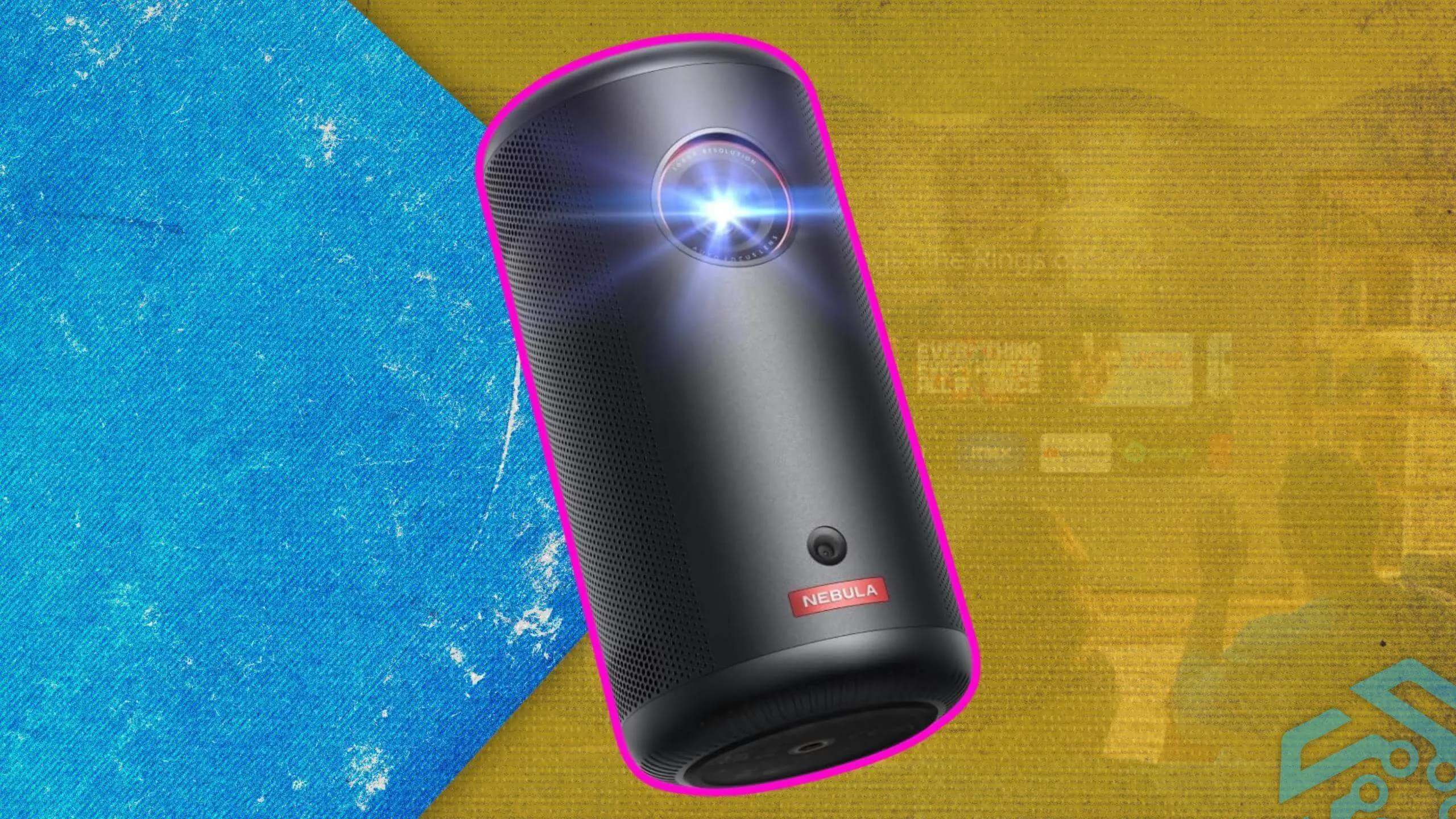 Nebula Capsule 3 key art with home theater background