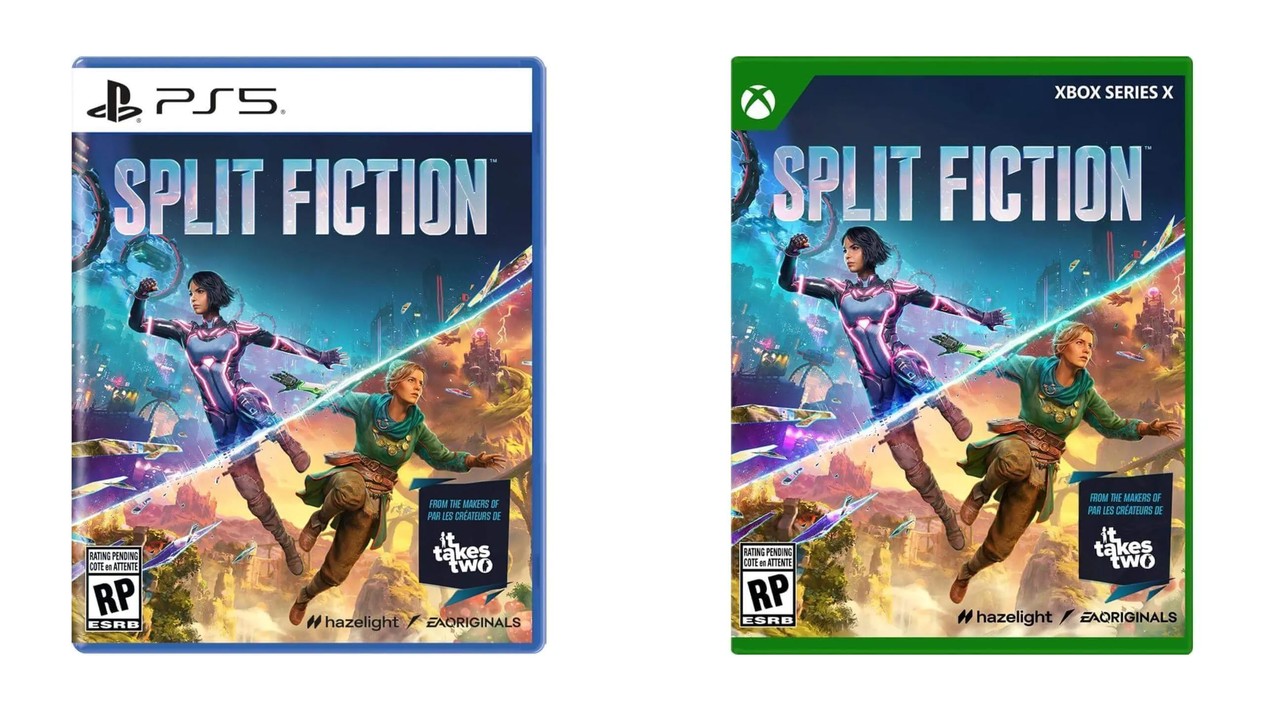 Split Fiction Xbox and PS boxes with game