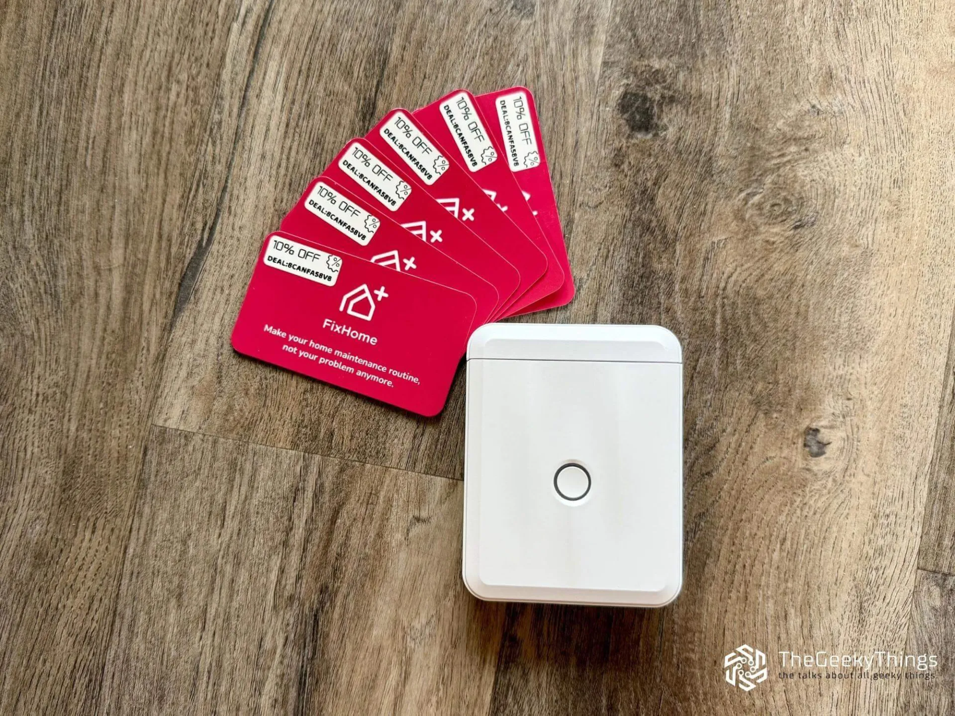 Printed promocodes on the FixHome+ business cards