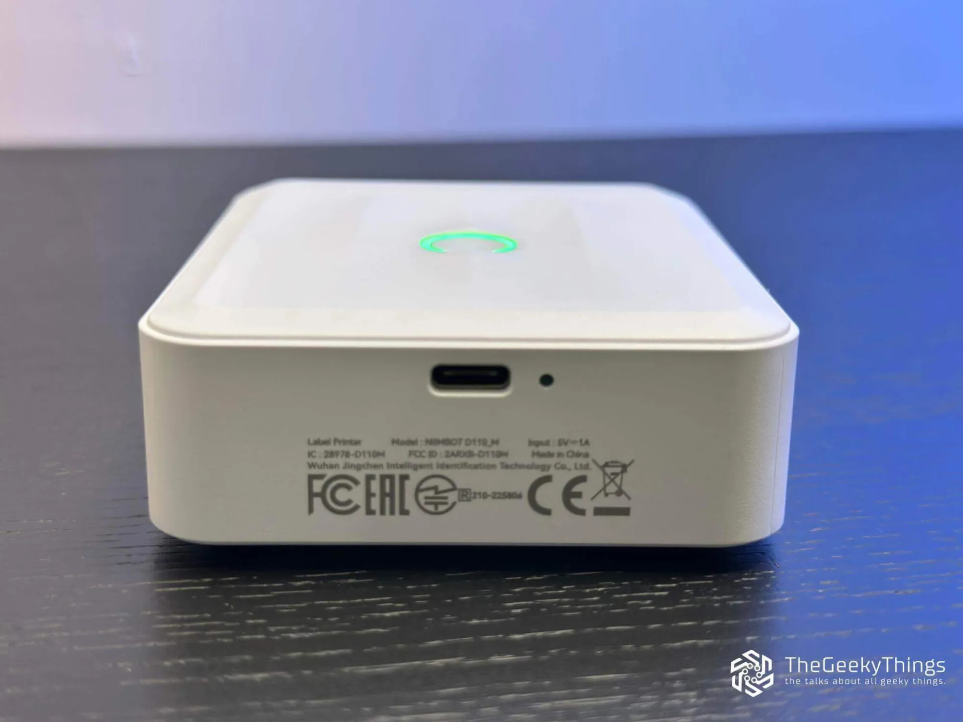 Niimbot D110 printer bottom side with Type C connector