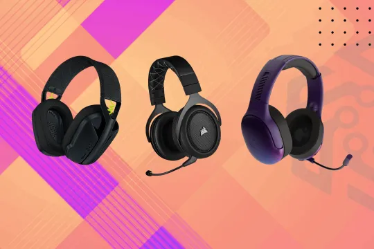 Three wireless gaming headsets in line teaser