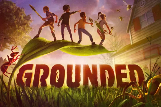 Grounded Key Art with characters on the leaf and ant close to them