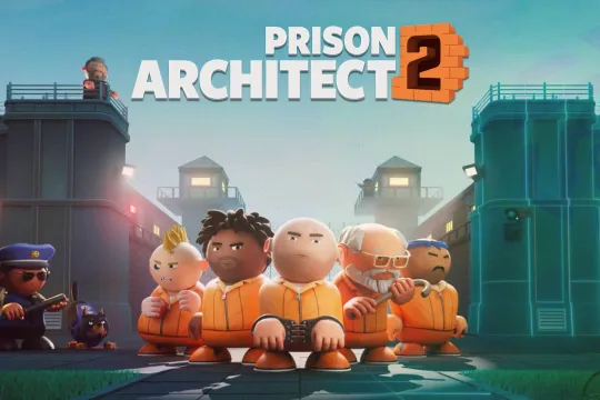 3D Prisoners next to prison with guard and the logo above.