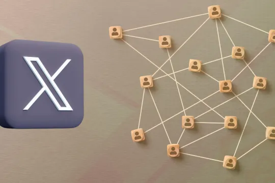 X logo against social network visualization