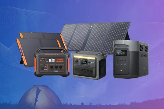 Portable Power Stations on the dark blue camp background