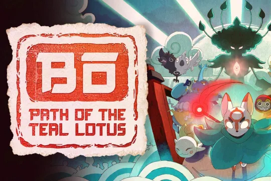 Bō: Path of the Teal Lotus - A Hand-Drawn key art