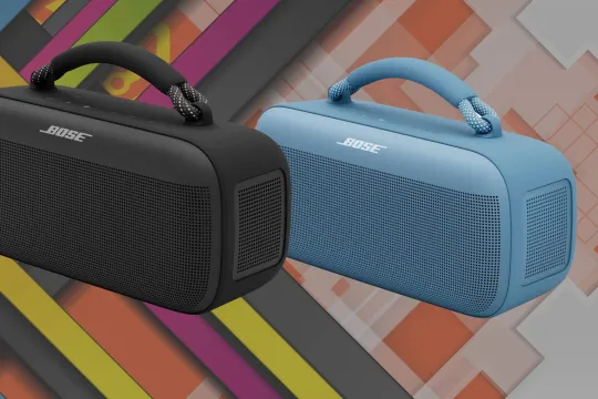 Soundlink max teaser with blue and black options