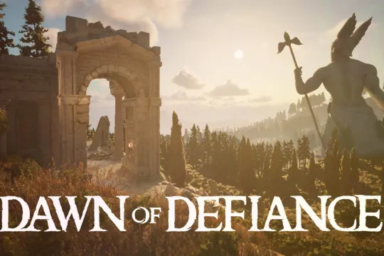 Dawn of Defiance key art with logo