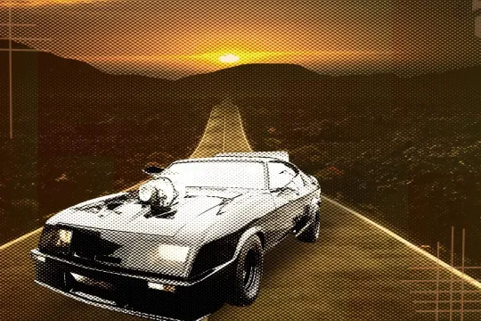 Mad Max Interceptor Ford XB Falcon GT in pop art style on the road