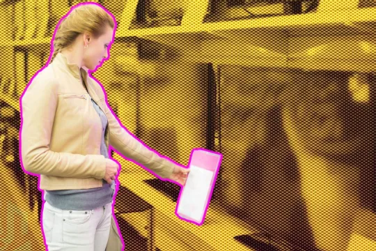 Woman choosing TV in retail