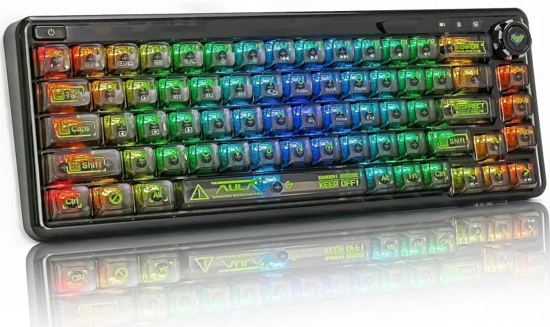 CC MALL 60% Portable Transparent Gasket Mechanical Gaming Keyboard