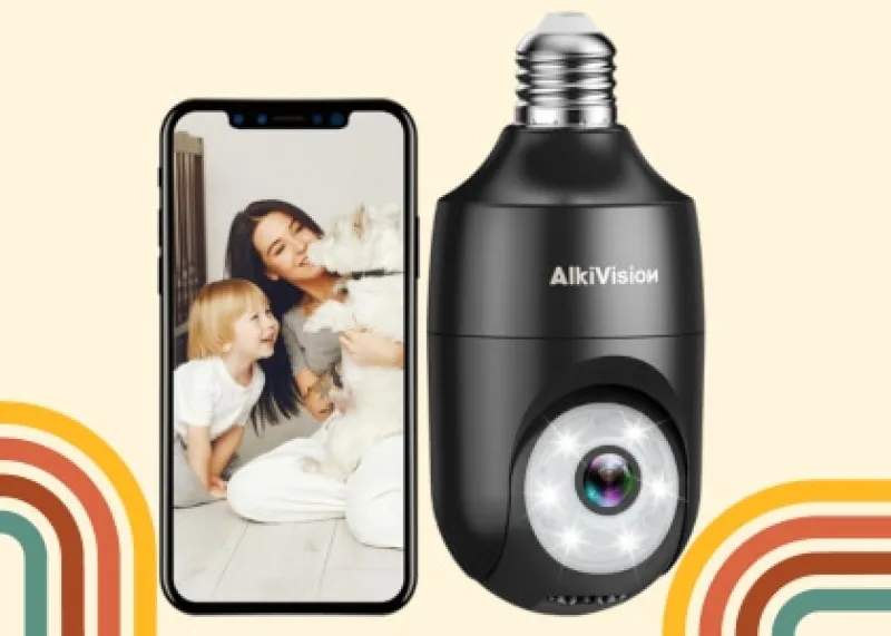 AlkiVision 2K Light Bulb Security Camera