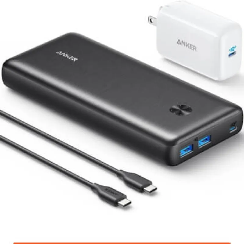 Black Anker 737 Power Bank with cables and charger