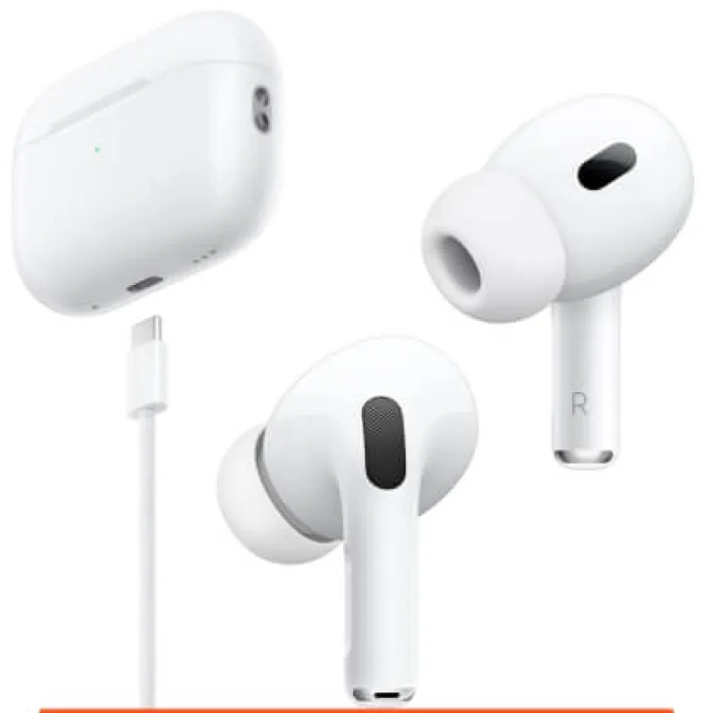 White Apple AirPods Pro 2nd Gen and Type-C charging case