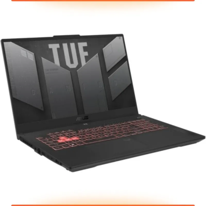 Black ASUS TUF Gaming A17 Gaming Laptop with logo on the screen