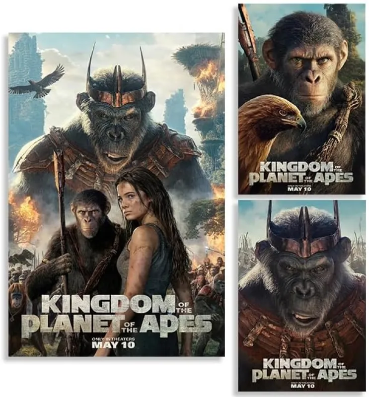 Kingdom of The Planet of The Apes 2024 Movie Poster 3pcs Art Canvas Print Wall Poster (UnFramed:12x18inch)